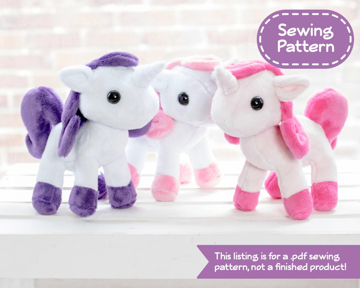 Unicorn Plush Sewing Pattern Stuffed Animal Pattern PDF File Digita