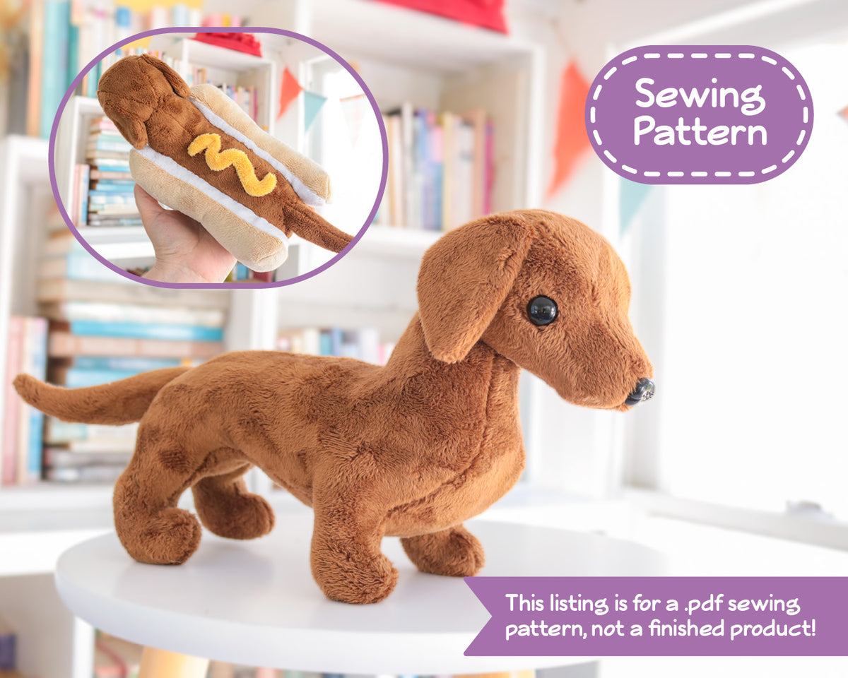 Dachshund Stuffed Animal Sewing Pattern - Digital Download – BeeZeeArt dachshund-stuffed-animal-sewing-pattern-digital-download-beezeeart