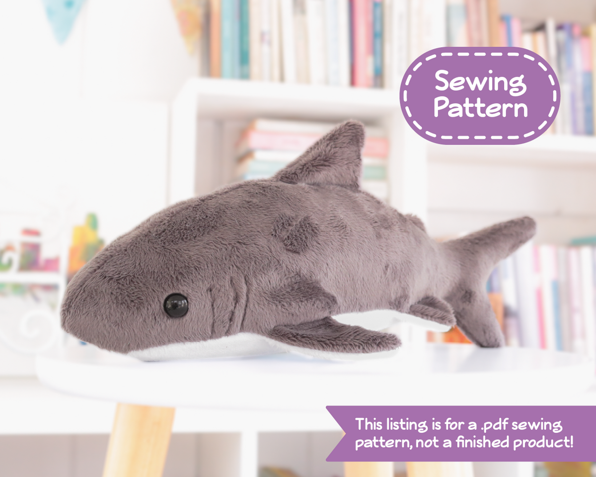 Shark Plush Sewing Pattern - Digital Download – BeeZeeArt shark-plush-sewing-pattern-digital-download-beezeeart