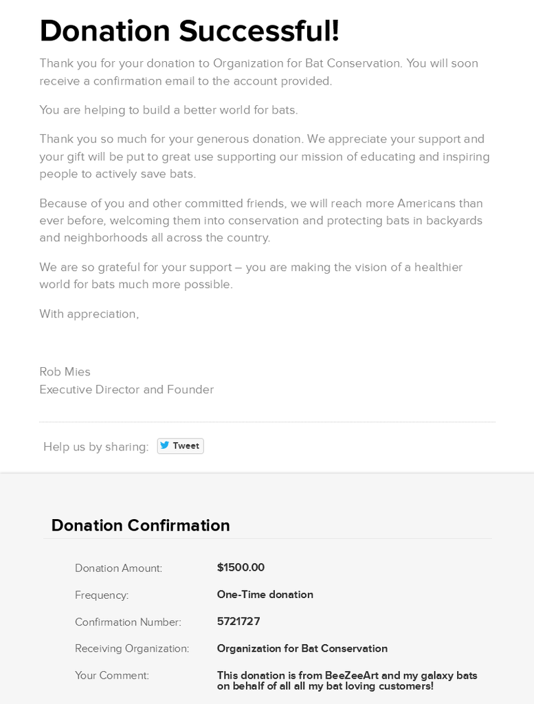 BeeZeeArt's Bat Conservation Donation