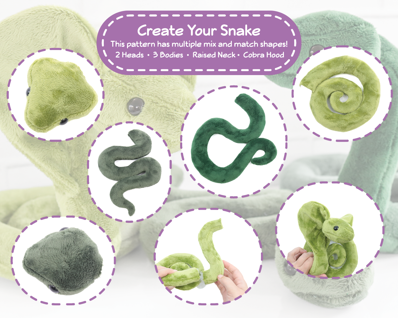 Mix and Match Snake Stuffed Animal Sewing Pattern – BeeZeeArt