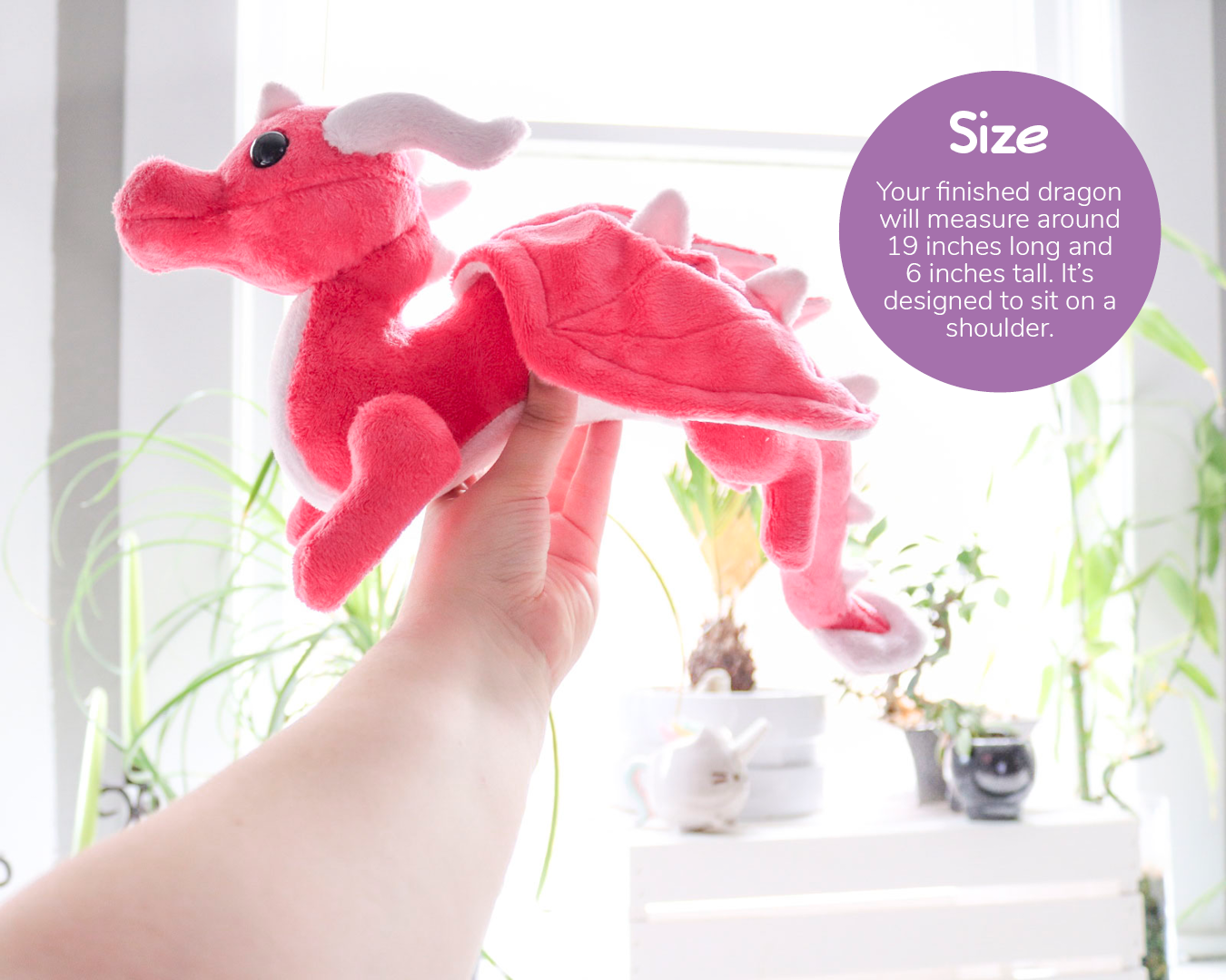 Shoulder Dragon Plush Sewing Pattern Stuffed Animal Pattern PDF File Digital Download