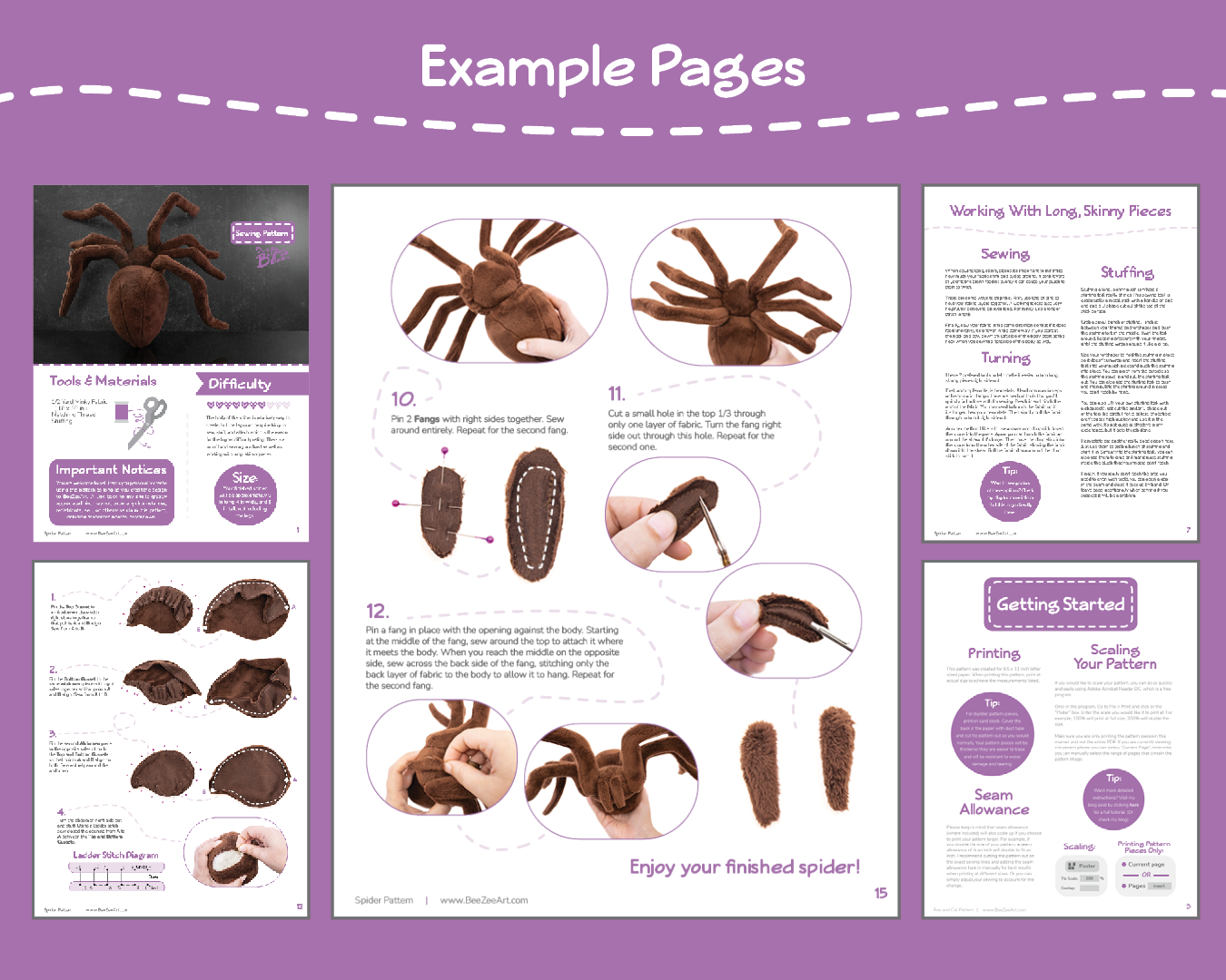 Stuffed Spider Pattern Spider Stuffed Animal Sewing Pattern - Digital Download – BeeZeeArt