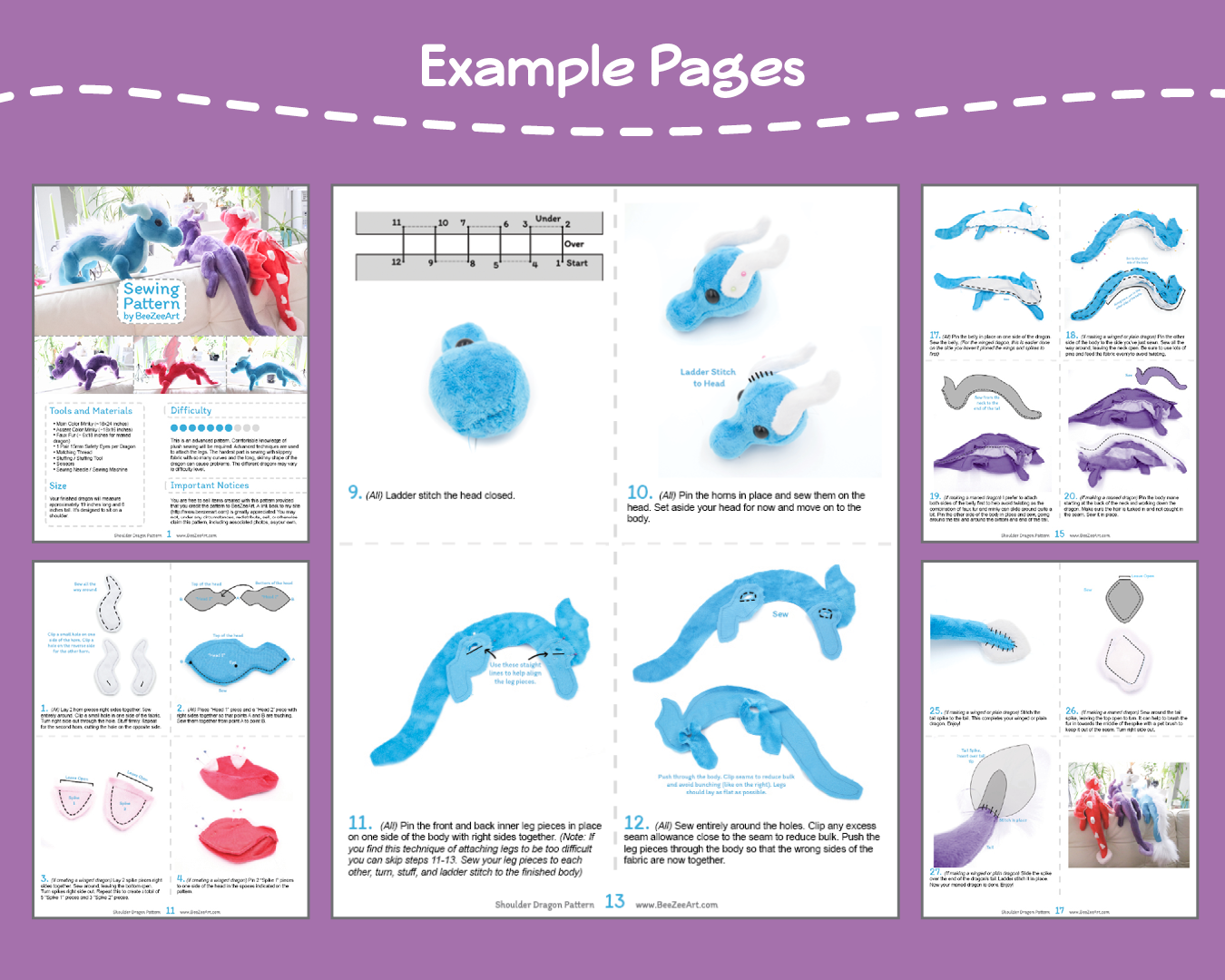 Shoulder Dragon Plush Sewing Pattern, Stuffed Animal Pattern, PDF File – BeeZeeArt shoulder-dragon-plush-sewing-pattern-stuffed-animal-pattern-pdf-file-beezeeart