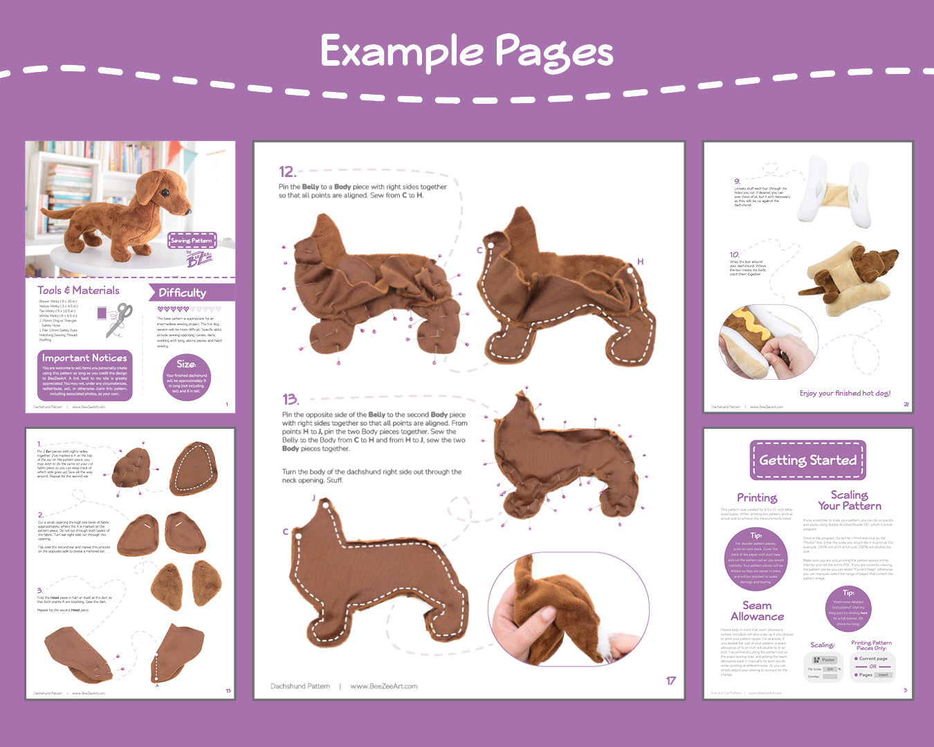 dachshund-stuffed-animal-sewing-pattern-digital-download-beezeeart for Free Printable Dachshund Sewing Pattern Dachshund Stuffed Animal Sewing Pattern - Digital Download – BeeZeeArt for Free Printable Dachshund Sewing Pattern