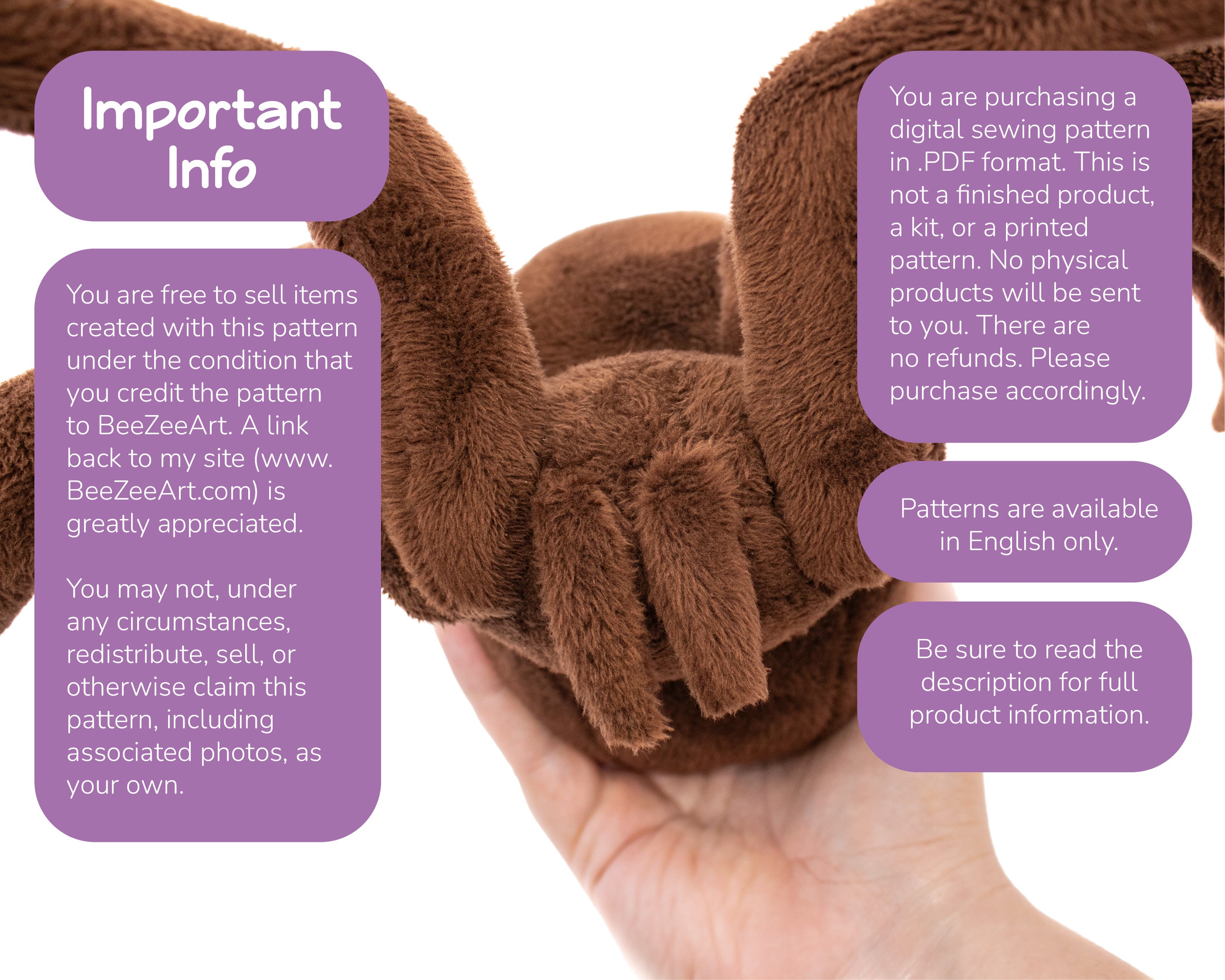 Stuffed Spider Pattern Spider Stuffed Animal Sewing Pattern - Digital Download – BeeZeeArt