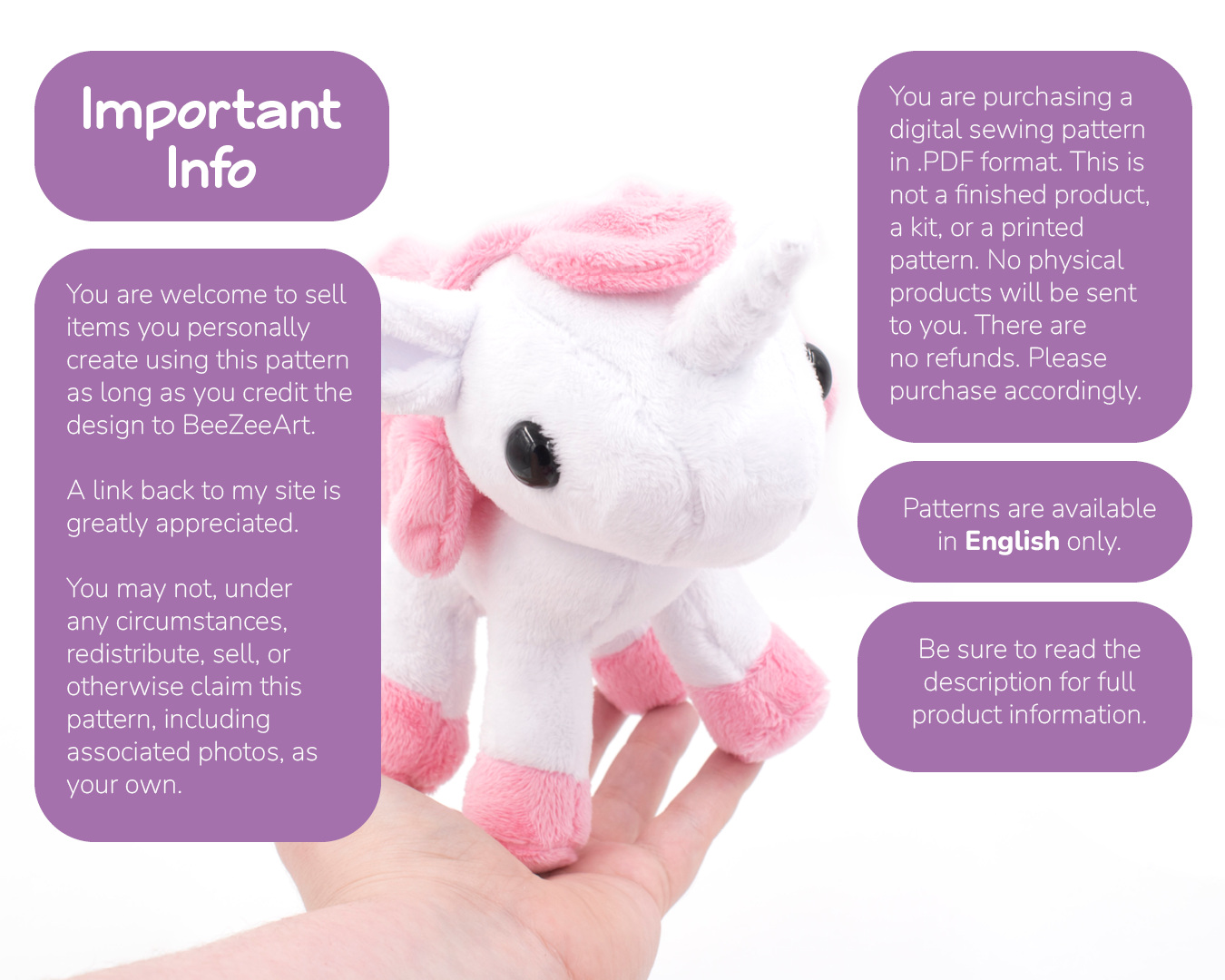 Unicorn Plush Sewing Pattern, Stuffed Animal Pattern, PDF File, Digita – BeeZeeArt unicorn-plush-sewing-pattern-stuffed-animal-pattern-pdf-file-digita-beezeeart