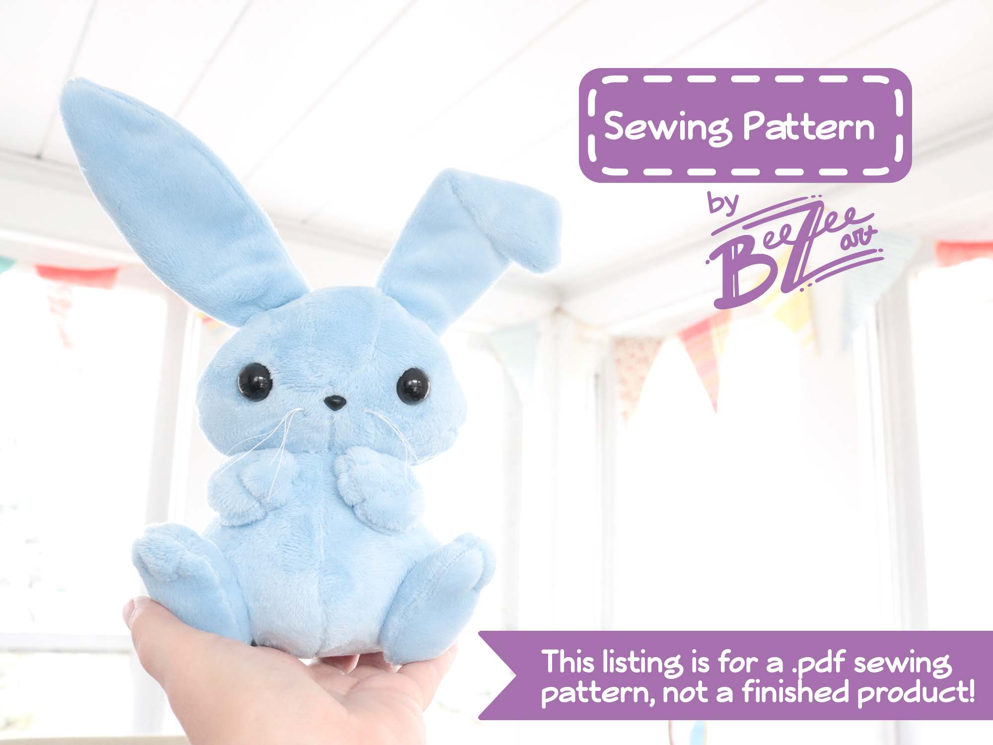 Bunny Plush Sewing Pattern, Stuffed Animal Pattern, PDF File, Digital – BeeZeeArt bunny-plush-sewing-pattern-stuffed-animal-pattern-pdf-file-digital-beezeeart