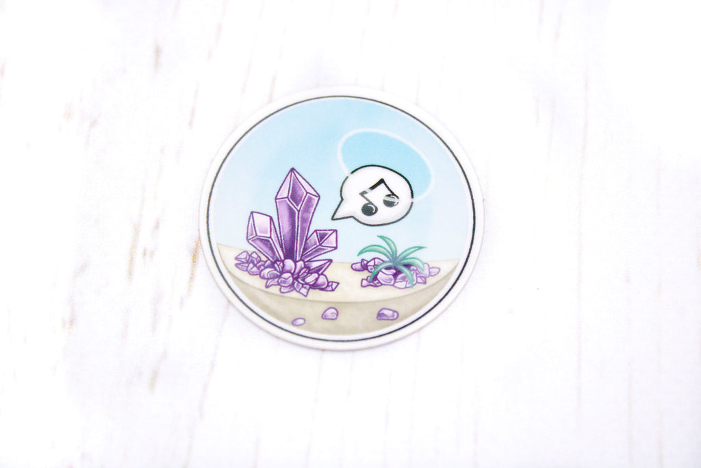 Amethyst Crystal Terrarium, Glossy Vinyl Sticker, 1.5 Inches, Stickers, BeeZeeArt 