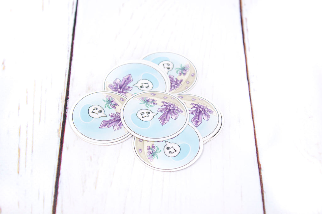 Amethyst Crystal Terrarium, Glossy Vinyl Sticker, 1.5 Inches, Stickers, BeeZeeArt 