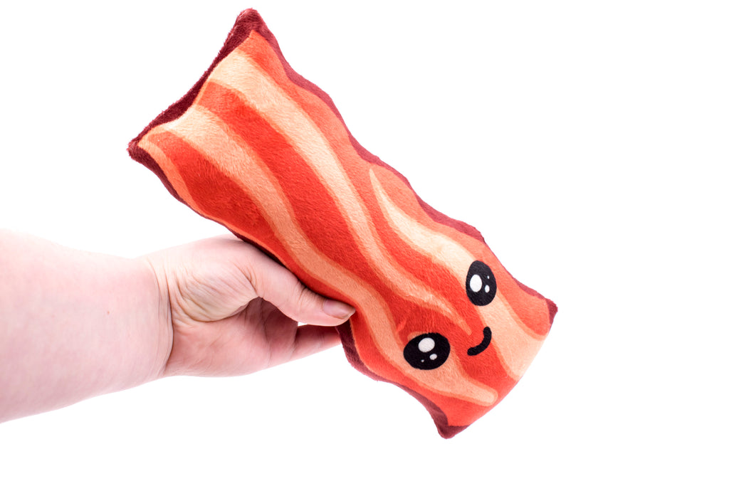 Stuffed Bacon Plush Toy - Happy, Pillows, BeeZeeArt 