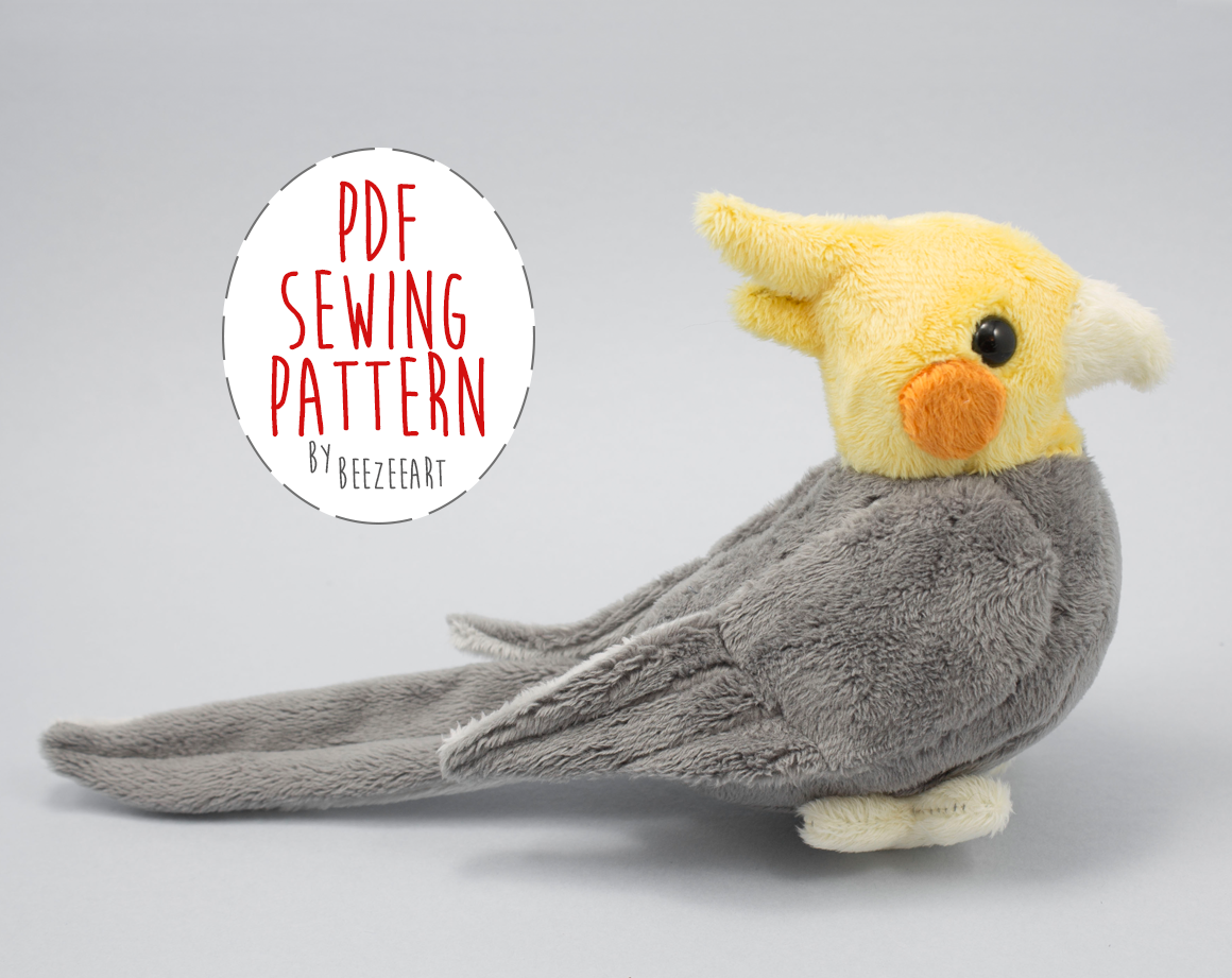Cockatiel Stuffed Animal Sewing Pattern Digital Download